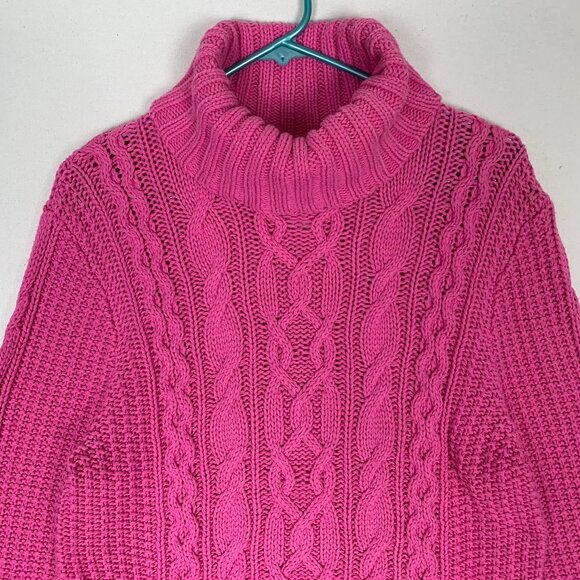 LRL Lauren Ralph Lauren Jeans Co Pink Cable Knit Turtleneck Sweater - Picture 6 of 15